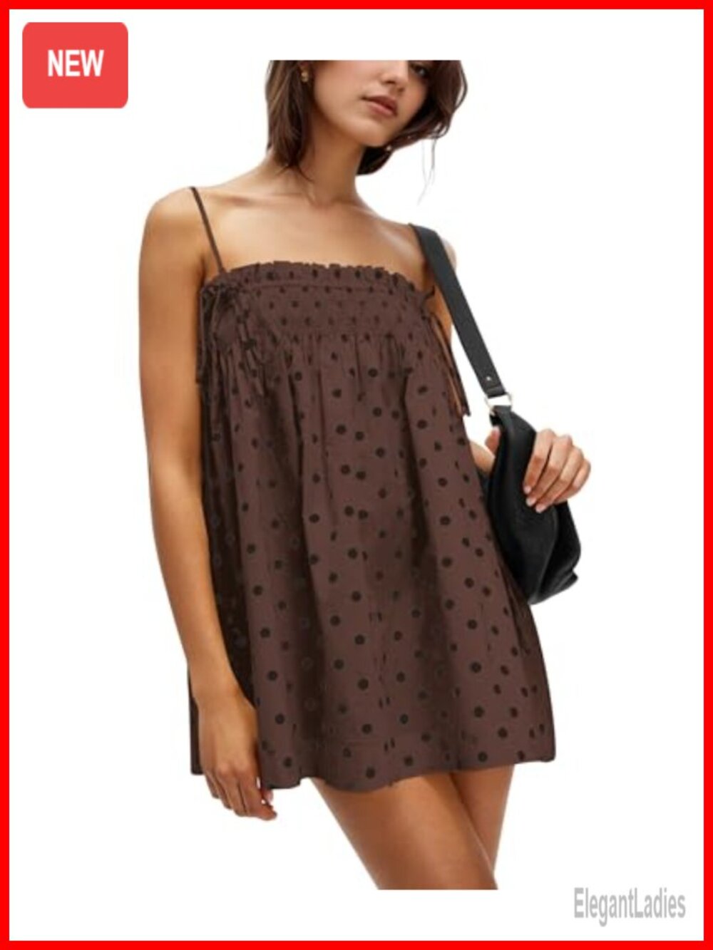 Women's Sleeveless Square Neck Backless Spaghetti Strap Smocked Flowy Ruched